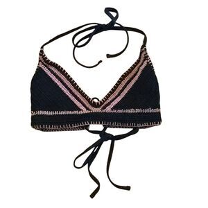 Xhilaration Y2K Crochet Halter Top Brown/Pink Cottage Core Hippie Festival